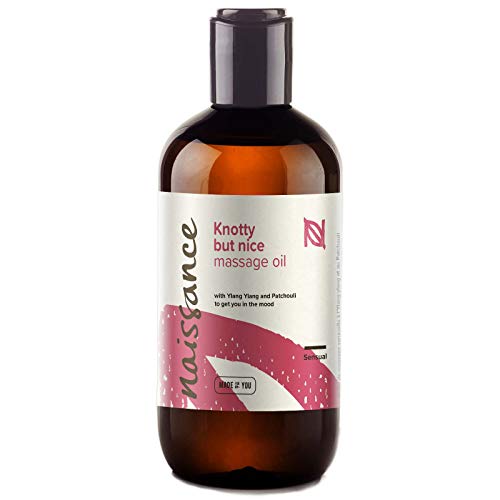 Naissance"Knotty but Nice" - Aceite de Masaje Sensual – 250ml - Base de aceite de semillas de uva con aceites esenciales de ylang ylang, pachuli, salvia, naranja, pomelo, incienso, pimienta.
