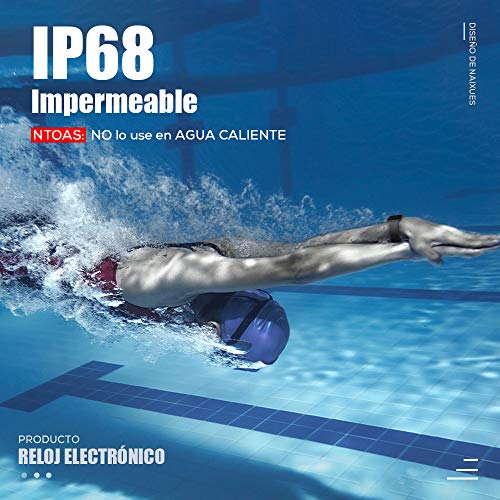 NAIXUES Smartwatch, Reloj Inteligente IP68 para Hombre, Reloj Deportivo con Monitor de Sueño Pulsómetro Podómetro Notifica Whatsapp, Pulsera Actividad Inteligente para Android iOS (Negro)