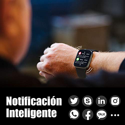 NAIXUES Smartwatch, Reloj Inteligente IP68 para Hombre, Reloj Deportivo con Monitor de Sueño Pulsómetro Podómetro Notifica Whatsapp, Pulsera Actividad Inteligente para Android iOS (Negro)