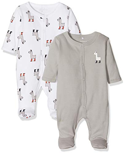 NAME IT Nbnnightsuit 2p W/f Noos Pijama, Multicolor (Weiß Bright White), 62 (Pack de 2) para Bebés