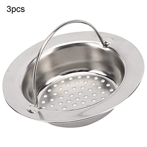 Nannday Filtro de Lavabo, Filtro de Drenaje de Acero Inoxidable, Malla densa portátil 3Pcs para Cocina, baño, Filtro de Inodoro, Cuerpo extraño para el hogar(Small)