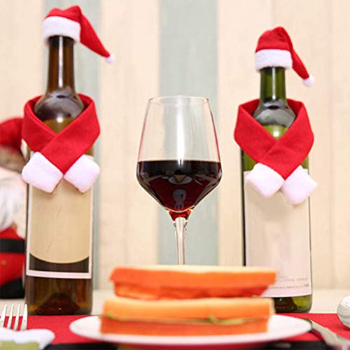 Nargut - Juego de botellas de vino de Navidad, 10 fundas para botellas de vino de Navidad, reutilizables, para decoración de Navidad, fiestas, cocina, mesa de hotel, bar