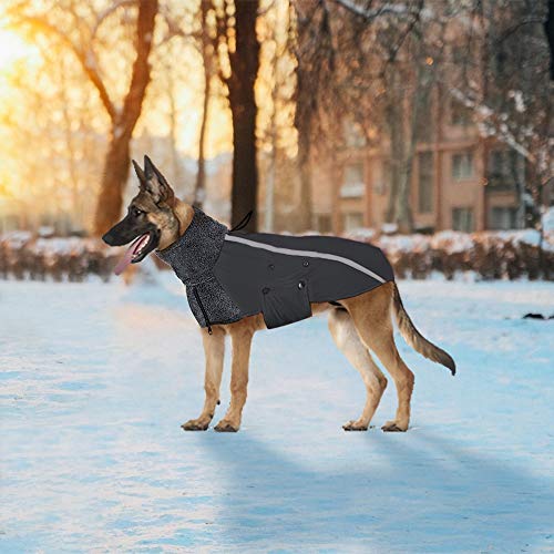 Nasjac - Abrigo de invierno para perro, forro polar cálido, forro polar para perros con bufanda de cuello alto con rayas reflectantes, ajustable, impermeable, a prueba de viento, para cachorros