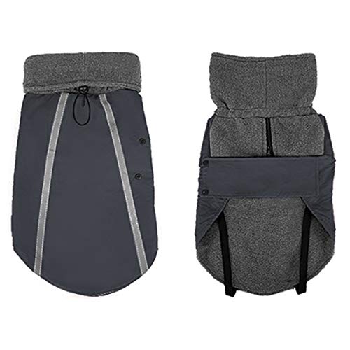 Nasjac - Abrigo de invierno para perro, forro polar cálido, forro polar para perros con bufanda de cuello alto con rayas reflectantes, ajustable, impermeable, a prueba de viento, para cachorros