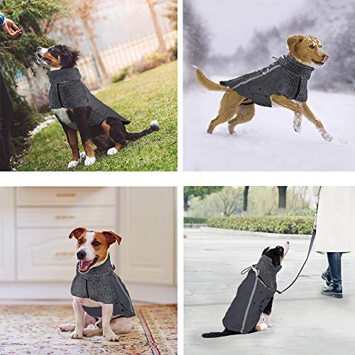 Nasjac - Abrigo de invierno para perro, forro polar cálido, forro polar para perros con bufanda de cuello alto con rayas reflectantes, ajustable, impermeable, a prueba de viento, para cachorros