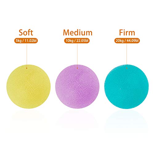 NATEE 3pcs Ejercicio de Mano, Bola Antiestrés, Ejercicio de Agarre, Ejercicio de Muñeca, Ejercicio en Casa, Pelota Terapia de Mano para Fortalecimiento Terapia de Mano Dedo Muñeca 3 Niveles Lavable