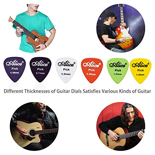 NATEE 50pcs Púa de Guitarra, Púa para Guitarra Clásica, Púa de Bass, Púas Celuloide Guitarra, Púa para Guitarra Acústica Eléctrica Clásica Ukelele Grueso Colores Surtidos 1 Caja 6 Espesores