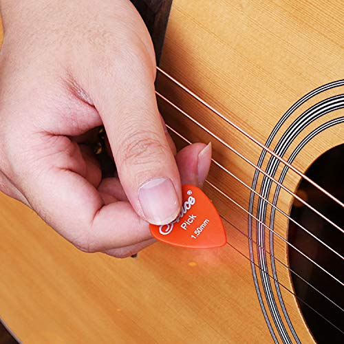 NATEE 50pcs Púa de Guitarra, Púa para Guitarra Clásica, Púa de Bass, Púas Celuloide Guitarra, Púa para Guitarra Acústica Eléctrica Clásica Ukelele Grueso Colores Surtidos 1 Caja 6 Espesores