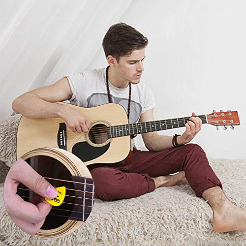 NATEE 50pcs Púa de Guitarra, Púa para Guitarra Clásica, Púa de Bass, Púas Celuloide Guitarra, Púa para Guitarra Acústica Eléctrica Clásica Ukelele Grueso Colores Surtidos 1 Caja 6 Espesores
