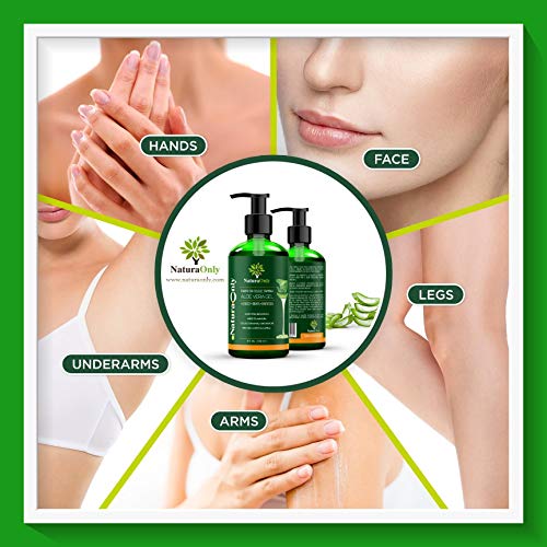 Natura Only - gel de aloe vera - hidratante de cara y cuerpo para el cuero cabelludo sensible - reduce la visibilidad de las estrías, alivia las quemaduras solares, el acné, el eczema y la psoriasis
