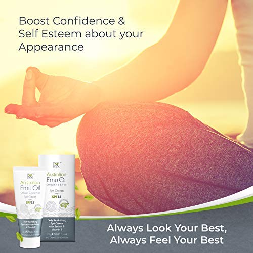 Natural Emu - Crema de ojos de aceite, vitamina E, retinol, manteca de karité