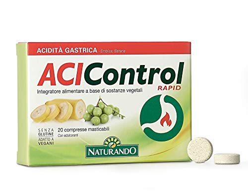 Naturando - Acicontrol Rapid 20 Comprimidos Masticables - Complemento alimenticio para el Control del Ácido gástrico y la Eliminación de los Gases Intestinales