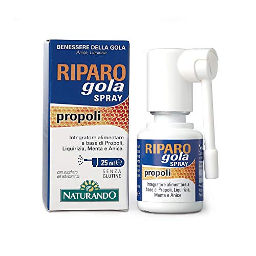 Naturando Riparo Gola Spray Frasco de 25 ml - Complemento Alimenticio Útil para la Salud de la Garganta y de la Faringe