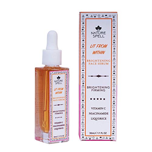 Nature Spell Suero facial iluminador con vitamina C y niacinamida 30 ml - 100% vegano, fabricado en el Reino Unido - Ilumina y suaviza la piel, minimiza los poros dilatados