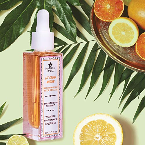 Nature Spell Suero facial iluminador con vitamina C y niacinamida 30 ml - 100% vegano, fabricado en el Reino Unido - Ilumina y suaviza la piel, minimiza los poros dilatados