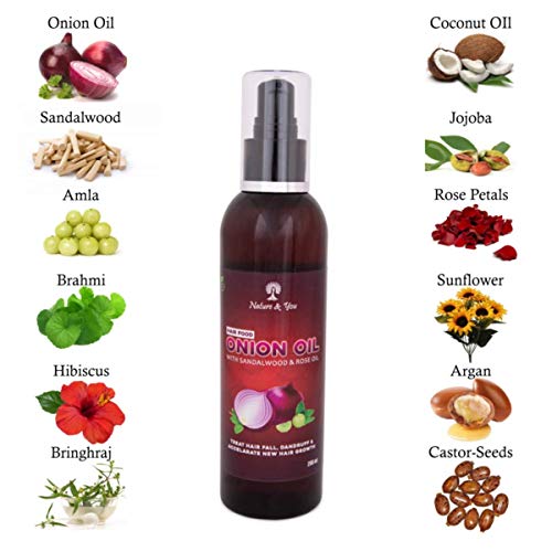 Nature & You - Aceite nutritivo para el cabello con extracto de cebolla real, tratamiento intensivo para la caspa, 200 ml