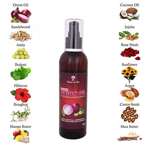 Nature & You - Aceite nutritivo para el cabello con extracto de cebolla real, tratamiento intensivo para la caspa, 200 ml