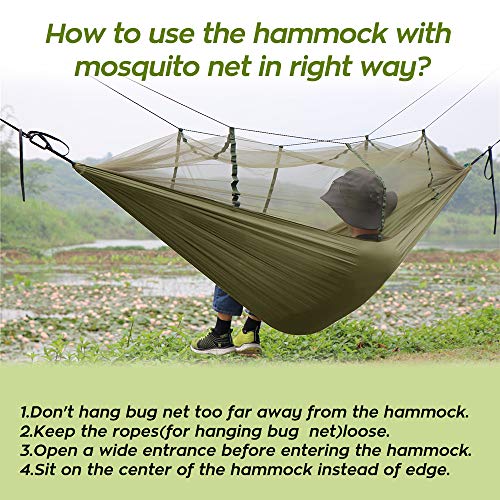 NATUREFUN Mosquitero Hamaca Ultra Ligera para Viaje y Camping | 300kg de Capacidad de Carga,Transpirable, Nylon de Paracaídas de Secado Rápido | 2 x Mosquetones Premium,4 x Correas de Nylon Incluidas