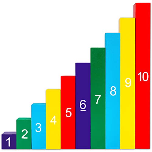 Natureich Juguete educativo de matemáticas Montessori de madera para aprender los números con barras de números en escritura y números Coloridas / Naturales