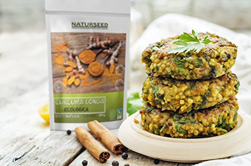 NATURSEED Curcuma Longa Ecológica En Polvo - Pura, Organica - Turmeric Root Powder - Suplemento Bio Natural, Curcumina - Antiinflamatoria - Cocina, Facial, Infusion, Colorante - 200gr - Gratis Ebook