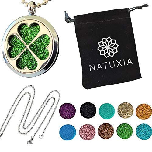 Natuxia Colgante Aromaterapia Difusor De Aceites Esenciales (Colgante Trébol Suerte)