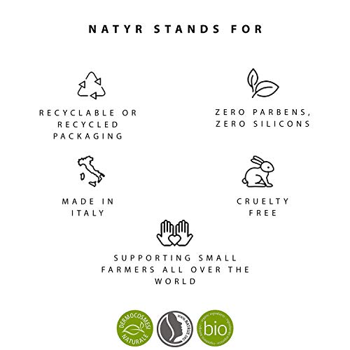 Natyr Superchampú para el cuidado del cabello, para cabello seco y teñido, cosmética natural de comercio justo italiana