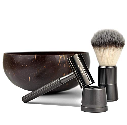 Navajas de afeitar abiertas para hombres o mujeres, navaja de afeitar con una caja delicada, se adapta a todas las cuchillas de afeitar de doble filo (negro)