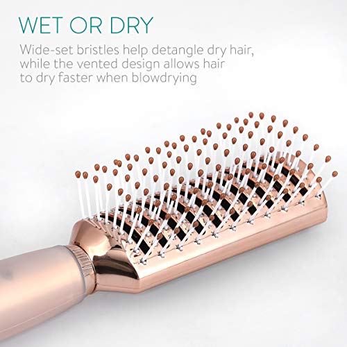 Navaris Cepillo de pelo desenredante - Cepillo de ventilación para cabello rizado liso afro rulos fino grueso - Peineta para secar alisado - Oro rosa