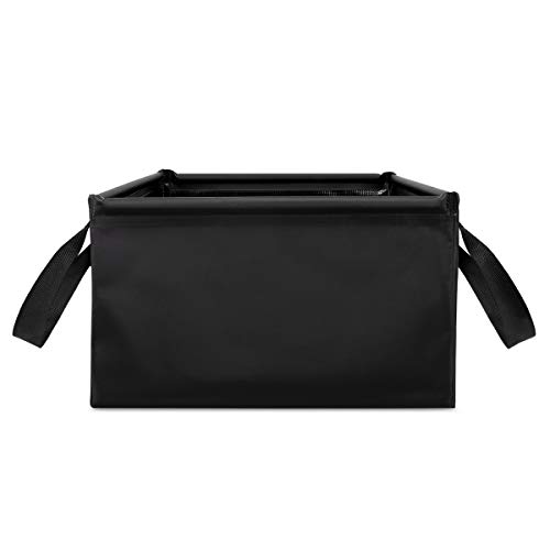 Navaris Cubo Plegable para Camping de 15 L - Accesorio para Pesca Acampar excursión - Cuenco de Lona con Asas para Agua Hielo Lavar Fregar - 0.25 KG