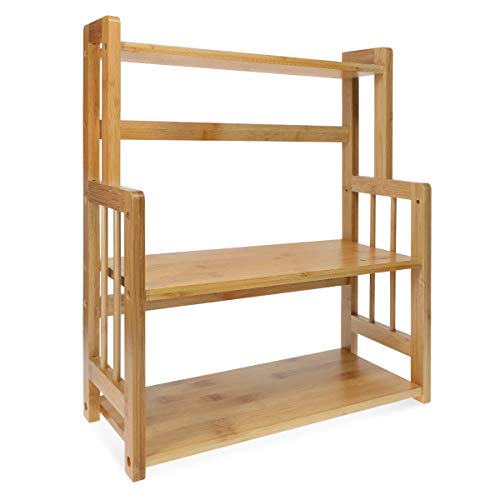 Navaris Estante de bambú para usos múltiples - Especiero de Madera para Botellas condimentos Especias - Tamaño 41.5 x 18 x 49.7 CM - 3 Niveles