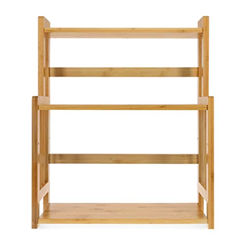 Navaris Estante de bambú para usos múltiples - Especiero de Madera para Botellas condimentos Especias - Tamaño 41.5 x 18 x 49.7 CM - 3 Niveles
