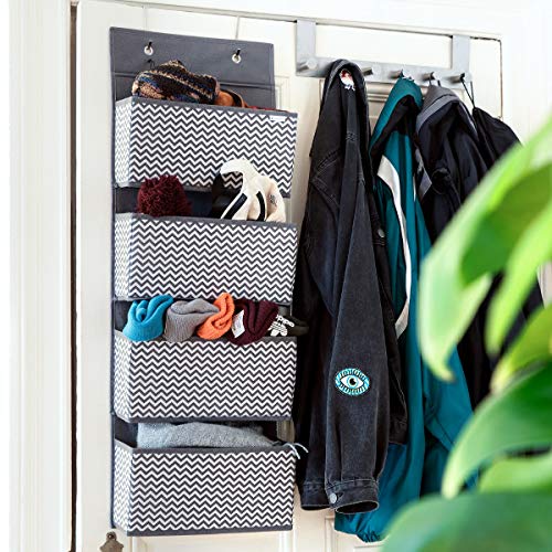 Navaris Estantería Colgante 4 Compartimentos para Ropa Zapatos - Organizador de Tela para Colgar en la Puerta o el Armario 33 x 9 x 92CM - Gris