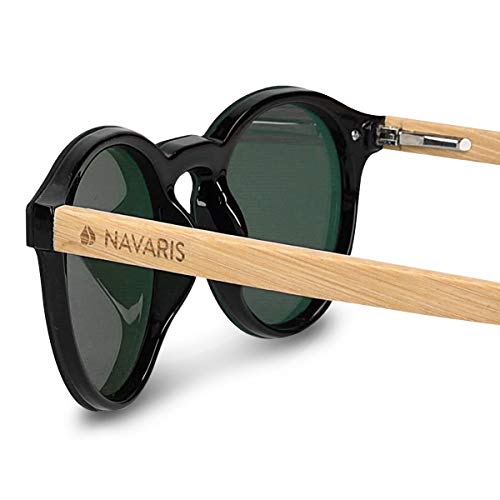 Navaris gafas de sol polarizadas UV400 - Lentes de madera y funda dura - Gafas de sol unisex - Sin montura con patillas marrón y cristal de color