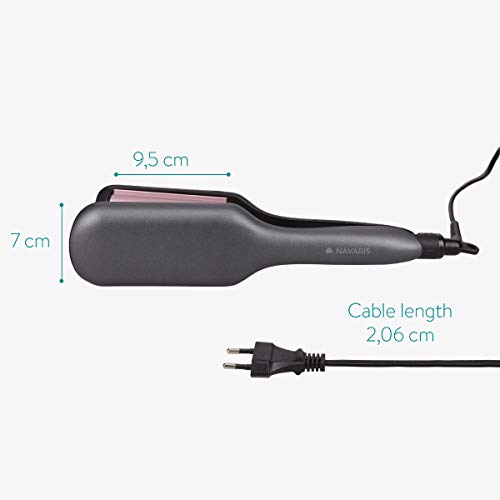 Navaris Plancha rizadora de pelo profesional - Rizador cubierto de cerámica para hacer ondas grandes - Tenacilla onduladora con temperatura regulable