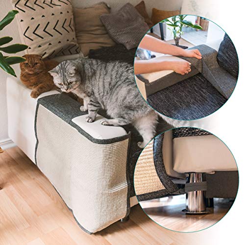 Navaris rascador para Gatos - Protector para Esquina de sofá o sillón - Afilador de uñas de sisal para Mascotas - para el Lado Derecho del Mueble