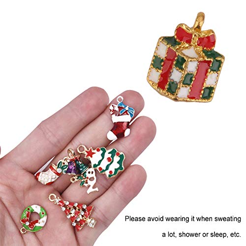Navidad Colgantes, INTVN Christmas Pendant Charms Aleación Navidad Adornos Encantos accesorios de artesanía para DIY collar pulsera joyería de Navidad, 38 piezas