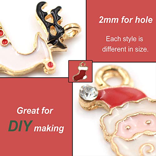 Navidad Colgantes, INTVN Christmas Pendant Charms Aleación Navidad Adornos Encantos accesorios de artesanía para DIY collar pulsera joyería de Navidad, 38 piezas
