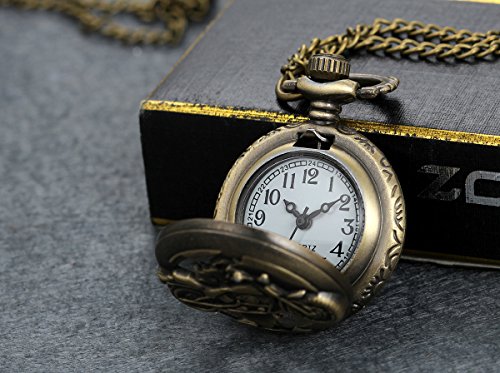 Navidad lancardo Hombre Vintage motocicleta Reloj de bolsillo, bronce analógico de cuarzo alta verja Reloj con collar de cadena para colgar Reloj Pocket Watch Regalo