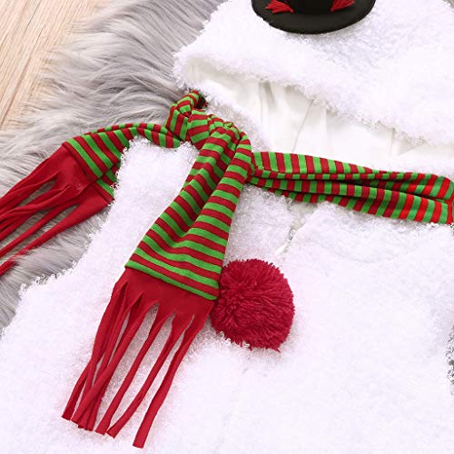 Navidad POLP Baby Monos Disfraz de Muñeco de Nieve Modelado Mameluco de Felpa y Bufanda A Rayas Conjuntos Tops Sin Manga con Capucha Disfraces Christmas