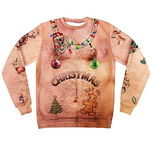 Navidad Sudadera Divertido Unisex Camiseta Impresión 3D Ugly Sweater Pulóver Jumpers Christmas para Hombre para Mujer Xmas Graphic Jersey Santa Feo Navidad Yvelands XXXL