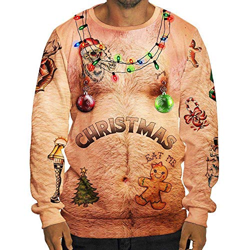 Navidad Sudadera Divertido Unisex Camiseta Impresión 3D Ugly Sweater Pulóver Jumpers Christmas para Hombre para Mujer Xmas Graphic Jersey Santa Feo Navidad Yvelands XXXL