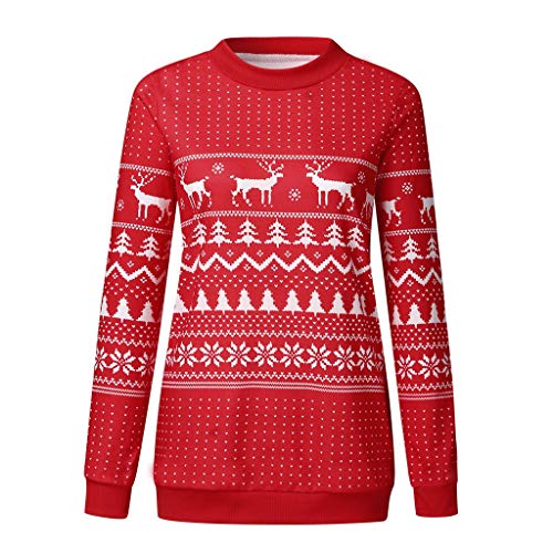 Navidad Sudaderas Mujer con Estampado navideño Blusa de Manga Larga Pullover Tops Sudadera Navidad con Capucha Mujer Sudaderas Navideñas Estampadas Jersey Navideño Sueter Reno Sweaters Personalizadas