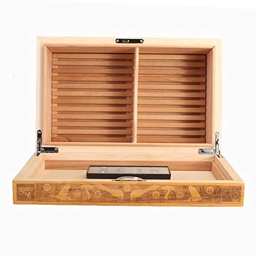 N/B Humidor Caja de Puros Colección de Nivel Tallado a Mano de Madera Hong Pa España Fumar cigarros