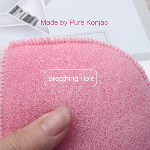 NBT Almohadilla para Lavar la Cara Toalla para los Dedos Toalla Natural Konjac Puff Limpiador de poros Facial Herramientas para el Cuidado de la Piel Facial, Almohadilla para Toallas-Rosa