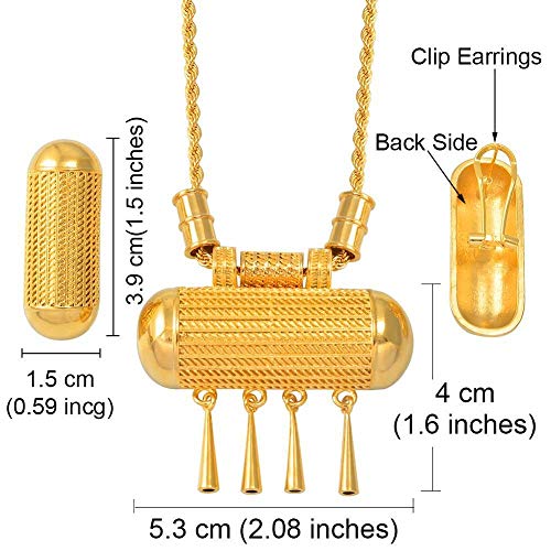 N/D Exquisito Collar Etíope Y Conjunto De Pendientes para Mujer Anillo Collar Dorado Novia Boda Habesha Eritrea Regalo