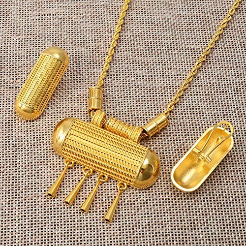 N/D Exquisito Collar Etíope Y Conjunto De Pendientes para Mujer Anillo Collar Dorado Novia Boda Habesha Eritrea Regalo