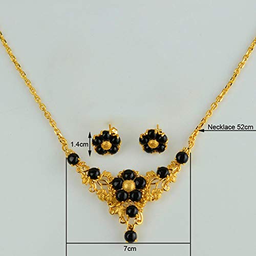 N/D Simple Flor De Oro Femenino Simple Conjunto De Accesorios Collar De Flores Pendientes Novia Regalo De Boda Regalo De Cumpleaños