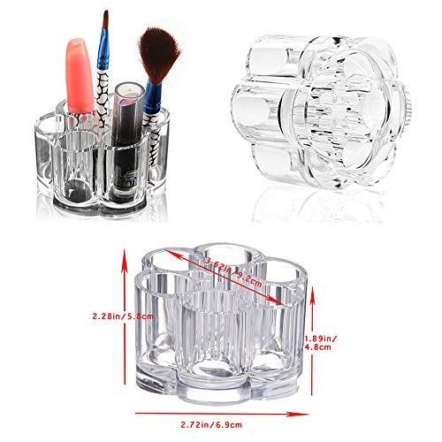 Ndier - Organizador de maquillaje acrílico con 12 ranuras en 2 tamaños transparente redondo caja de cosméticos y pintalabios