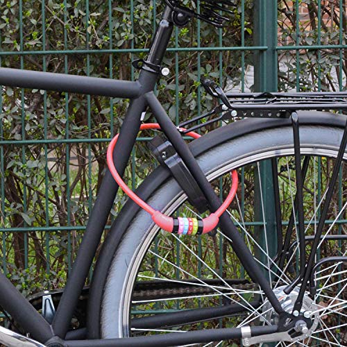 nean Candado de bicicleta infantil, con código de combinación de números, multicolor, 10 x 650 mm, 88089, rojo, 65 cm