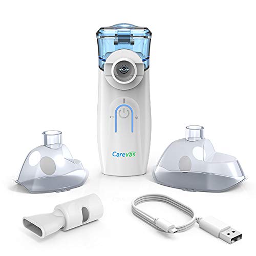 Nebulizador Portátil, Carevas Ultrasónico Inhalador para Niños y Adultos, USB racargable, Dispositivo silencioso para mejorar la, con Boquilla